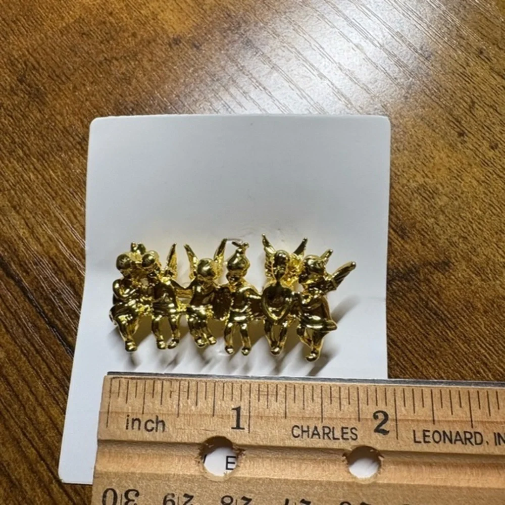 Six‎ Angel Gold Tone Brooch Mini Cherub Figurine pin Statement Jewelry new
